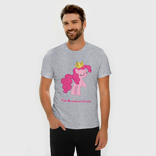 Мужская slim-футболка Королева тортиков Пинки Пай / Меланж – фото 3