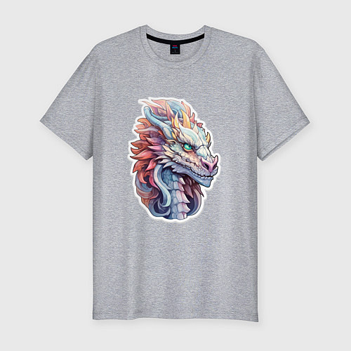 Мужская slim-футболка Colorful dragon / Меланж – фото 1