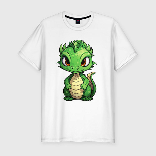 Мужская slim-футболка Маленький дракон 2024 / Белый – фото 1