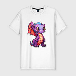 Мужская slim-футболка Милый фиолетовый дракончик