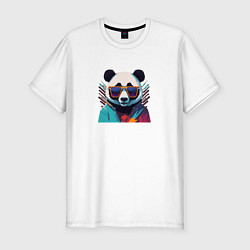 Футболка slim-fit Модная панда в солнечных очках, цвет: белый