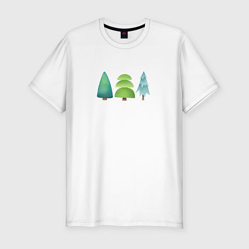Мужская slim-футболка Три новогодних елки / Белый – фото 1