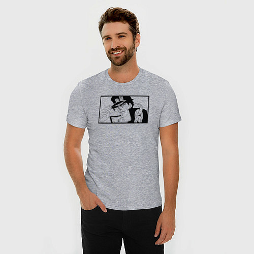 Мужская slim-футболка Джотаро из ДжоДжо / Меланж – фото 3