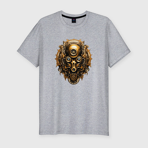 Мужская slim-футболка Стимпанк маска / Меланж – фото 1