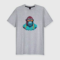 Мужская slim-футболка Крутая горилла в очках