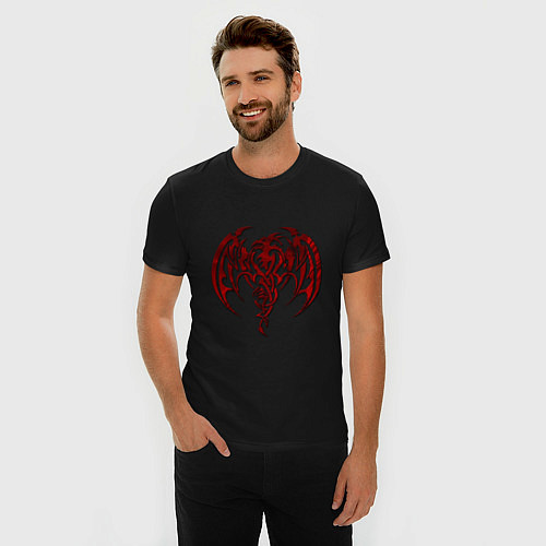 Мужская slim-футболка Кельтский дракон / Черный – фото 3