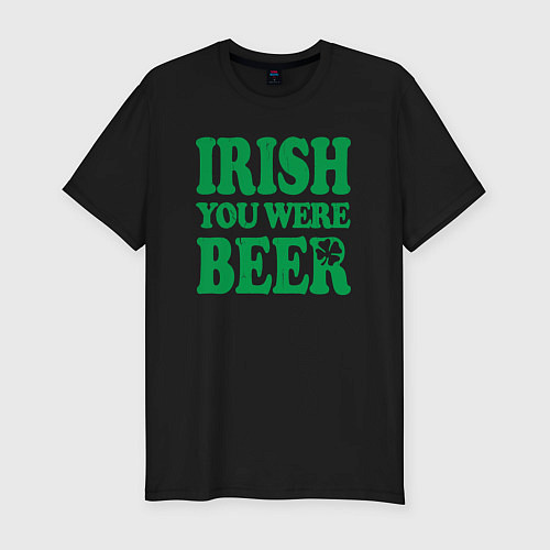 Мужская slim-футболка Irish you were beer / Черный – фото 1