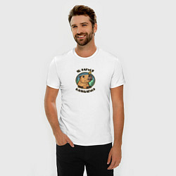 Футболка slim-fit Капибара с птичкой - не парься капибарься, цвет: белый — фото 2