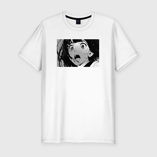 Мужская slim-футболка Портрет плачущей девочки в дождь / Белый – фото 1