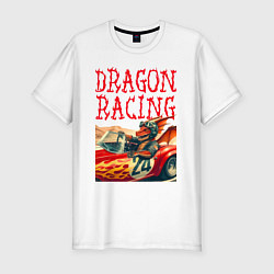 Футболка slim-fit Dragon cool racer - ai art, цвет: белый