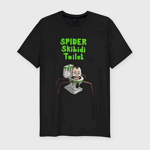 Мужская slim-футболка Spider skibidi tualet / Черный – фото 1