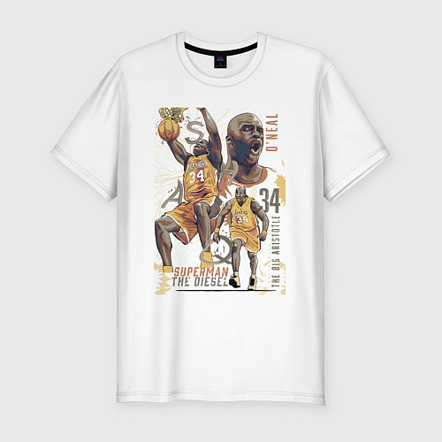 Мужская slim-футболка Шакил ОНил - американский баскетболист / Белый – фото 1