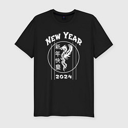 Футболка slim-fit Новогодний дракон 2024 dragon, цвет: черный