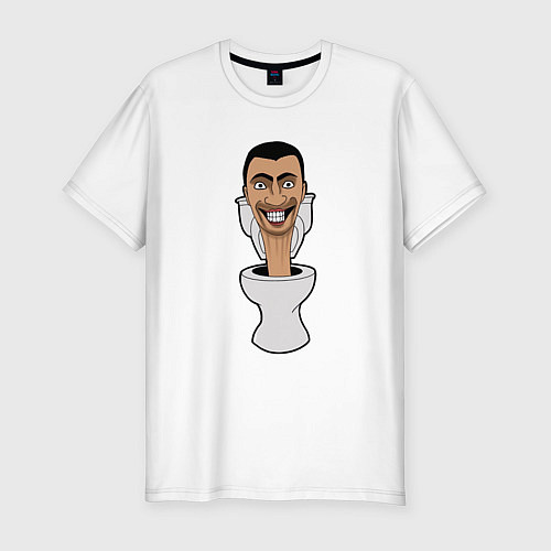 Мужская slim-футболка Skibidi Toilet mad / Белый – фото 1