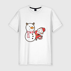 Мужская slim-футболка Новогодние котики