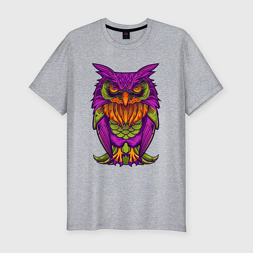 Мужская slim-футболка Purple owl / Меланж – фото 1