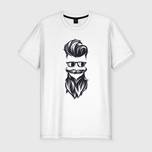 Мужская slim-футболка Модный бородач / Белый – фото 1