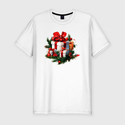 Мужская slim-футболка Рождественский подарок