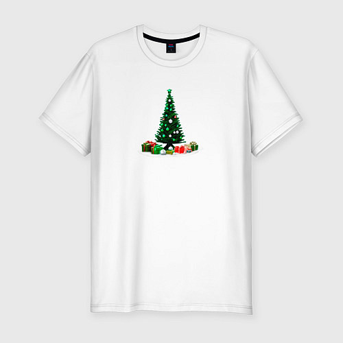 Мужская slim-футболка Рождественская ёлка / Белый – фото 1