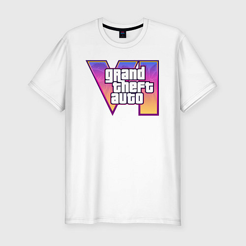 Мужская slim-футболка Gta 6 официальное лого / Белый – фото 1