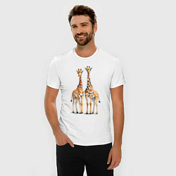 Футболка slim-fit Друзья-жирафы, цвет: белый — фото 2