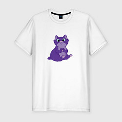 Мужская slim-футболка Кот с сердцем из лапок
