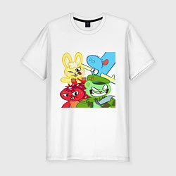 Футболка slim-fit Four happy tree friends, цвет: белый