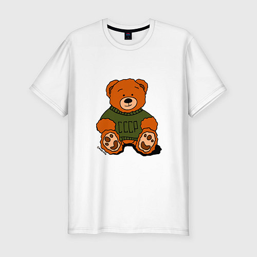 Мужская slim-футболка Мишка родом из СССР / Белый – фото 1