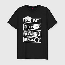 Мужская slim-футболка Еда сон боулинг