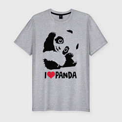 Футболка slim-fit I love panda, цвет: меланж