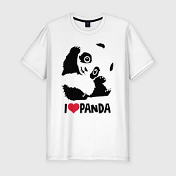 Футболка slim-fit I love panda, цвет: белый