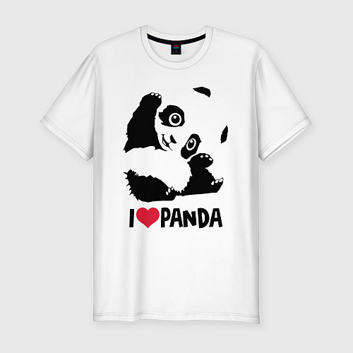 Мужская slim-футболка I love panda / Белый – фото 1