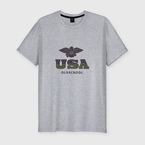 Мужская slim-футболка USA Oldschool / Меланж – фото 1