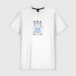 Мужская slim-футболка Котик и рыбки