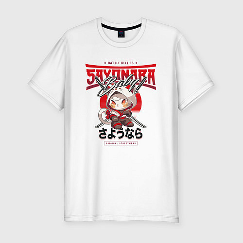 Мужская slim-футболка Sayonara cat / Белый – фото 1