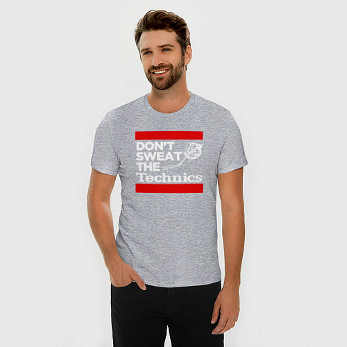 Мужская slim-футболка Dont sweat the Technics / Меланж – фото 3