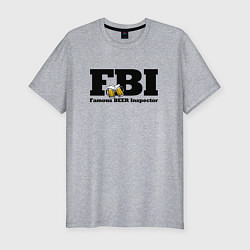 Мужская slim-футболка FBI - famous beer inspector