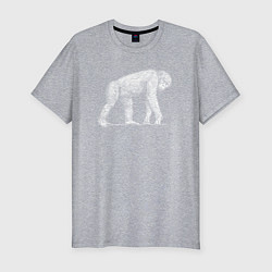 Мужская slim-футболка Белая шимпанзе