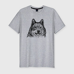 Мужская slim-футболка Ауф волк