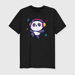Футболка slim-fit Music panda, цвет: черный