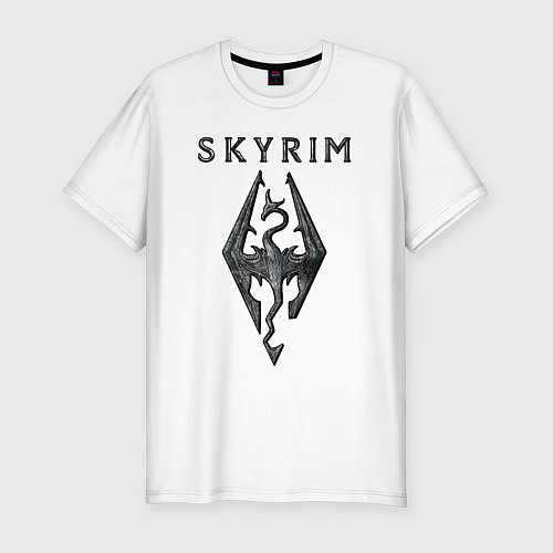 Мужская slim-футболка Elder Scrolls - скайрим / Белый – фото 1