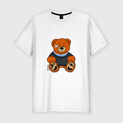 Мужская slim-футболка Медведь Вова с пластырем