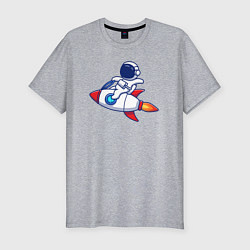 Мужская slim-футболка Космонавт верхом на ракете