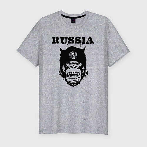 Мужская slim-футболка Russian gorilla / Меланж – фото 1