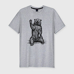 Мужская slim-футболка Медведь приветливый