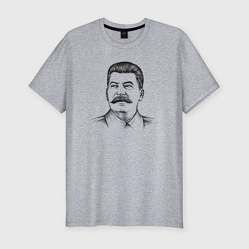 Мужская slim-футболка Сталин анфас / Меланж – фото 1