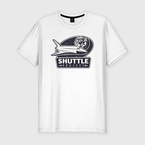 Мужская slim-футболка Проект космический шаттл / Белый – фото 1
