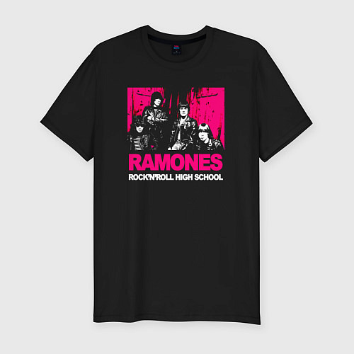 Мужская slim-футболка Ramones rocknroll high school / Черный – фото 1