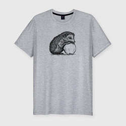 Мужская slim-футболка Ежик и яблоко