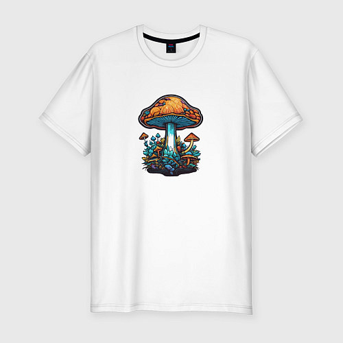 Мужская slim-футболка Психоделические грибы / Белый – фото 1